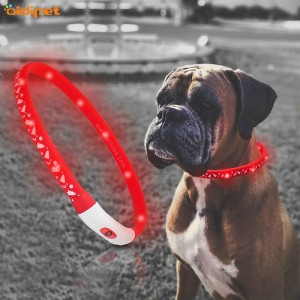 Mode LED Haustier leuchten Hund aufladen Silikon beleuchtet reflektierende LED Hundetracking wasserdichte Halskette Kragen