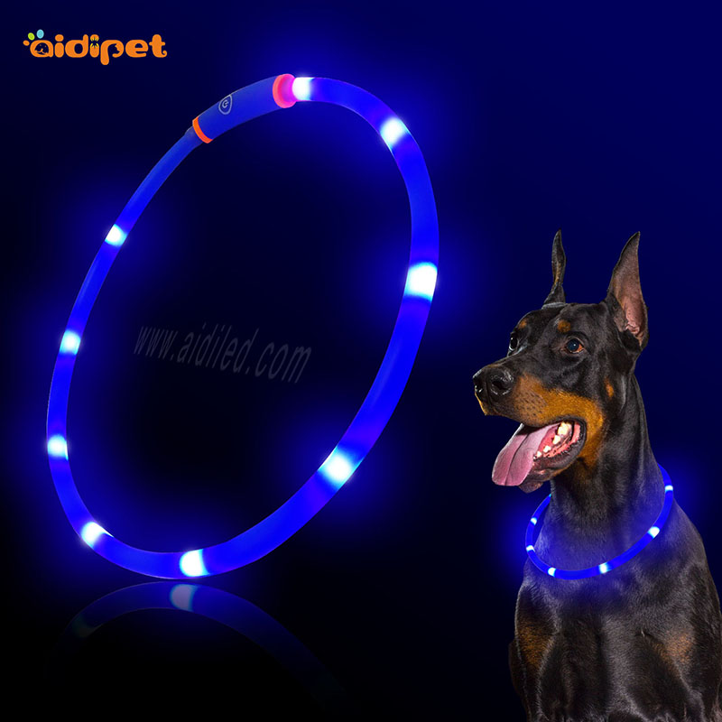 Hund blinkt Led Kragen Soft TPR Material USB wiederaufladbare Super Bright Led Hundehalsband auf unterschiedliche Größe geschnitten, um Welpen zu passen